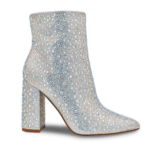 Silver Stone encrusted bootie