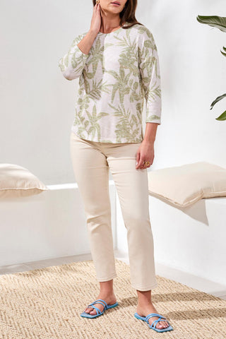 Tribal 3/4 sleeve crew neck top kiwizest