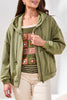 Tribal puff sleeve zip up hoodie rainforest green #6124O-1619