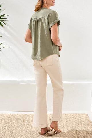 Tribal extended sleeve popover blouse  #6137O-5448