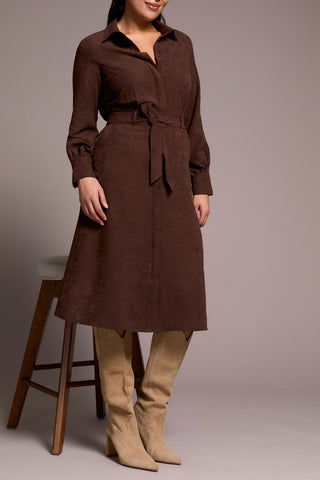 Tribal faux suede cocoa brown dress