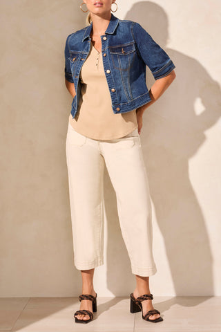 Tribal Denim jacket with short sleeves #5713O-2020