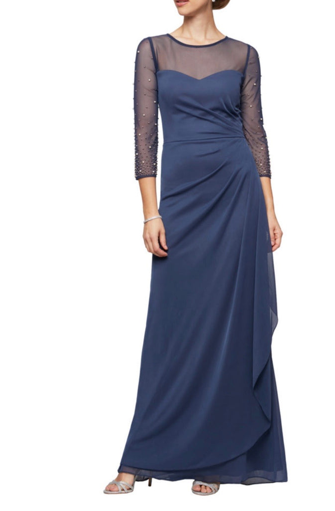 A-Line Special Occasions Dress with Beaded Illusion Sleeves